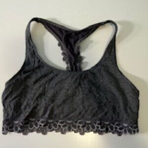 Women's Aerie Bra/Top Grey, Flower Fringe, Women's Size Medium